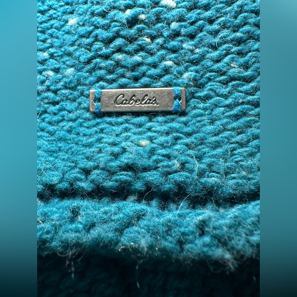 Cabela’s cotton blend plus size cardigan blue green aqua heavy knit fall winter - Picture 10 of 13